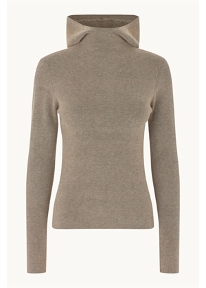 Alanis hood knit Light Mocha Oval Square 